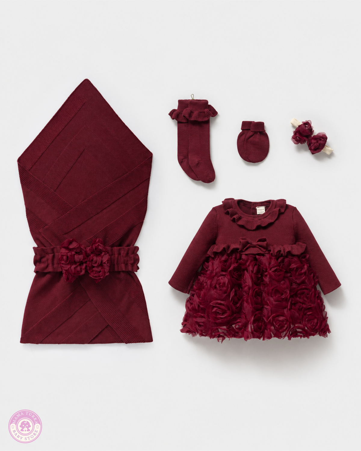 Rose Princess Newborn Baby Girl Dress & Blanket Set