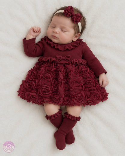 Rose Princess Newborn Baby Girl Dress & Blanket Set