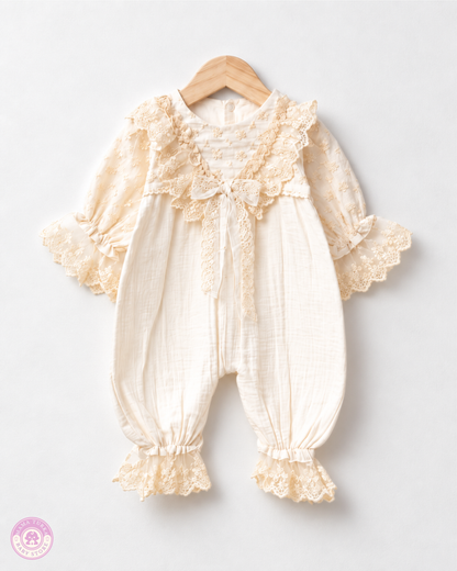 Newborn Baby Girl Lace Jumpsuit Gift Set with Blanket