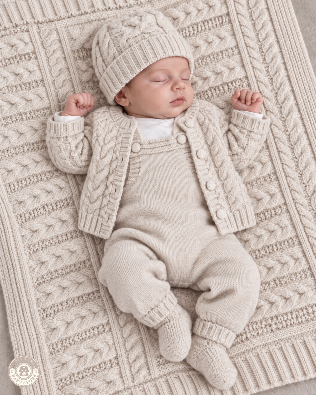 8-Piece Knitted Newborn Baby Set with Blanket