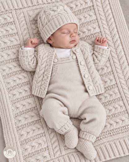 8-Piece Knitted Newborn Baby Set with Blanket