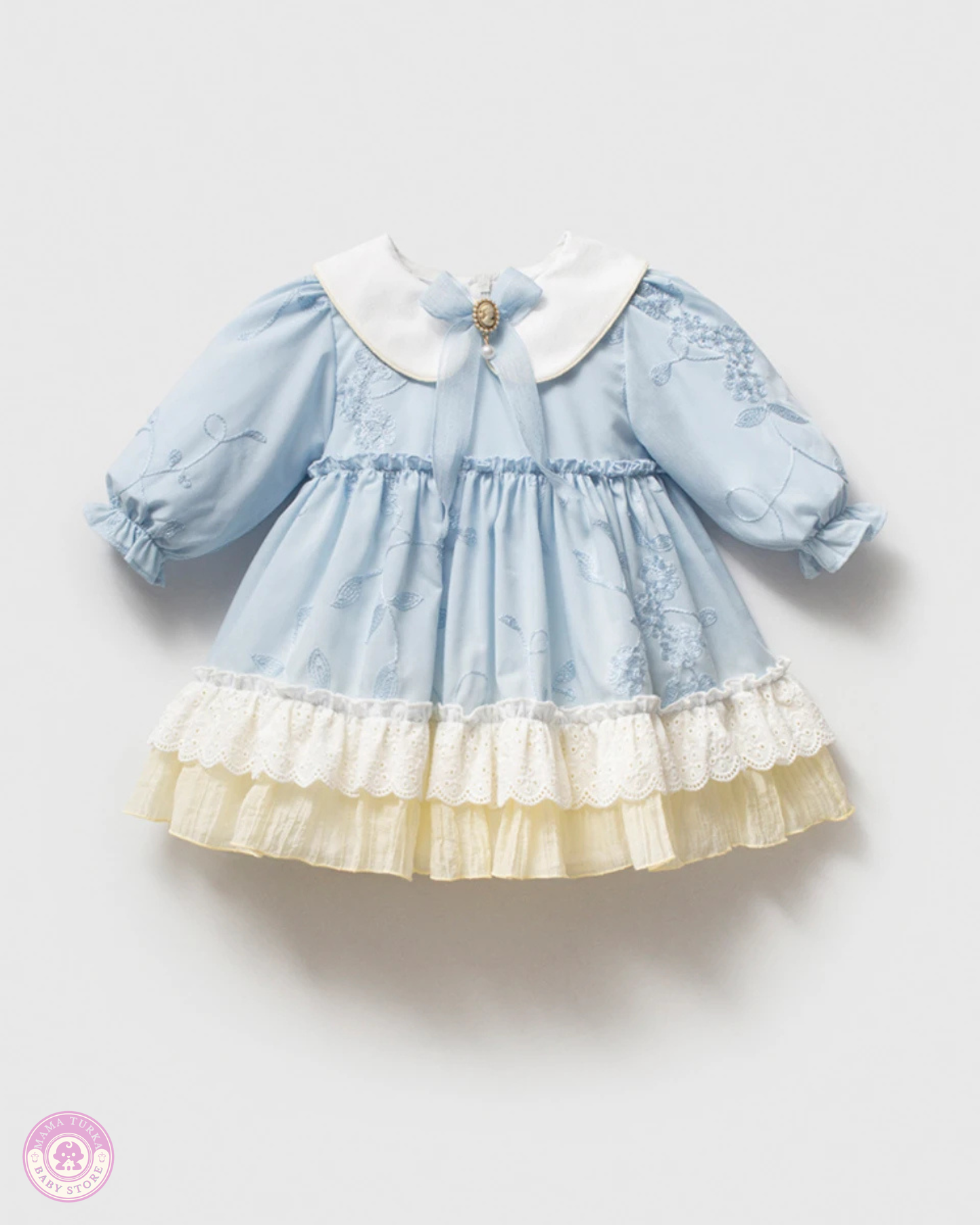 Vintage Baby Girl Dress with Peter Pan Collar