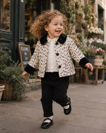 Elegant Baby Girl 3-Piece Tweed Outfit with Faux Fur Jacket