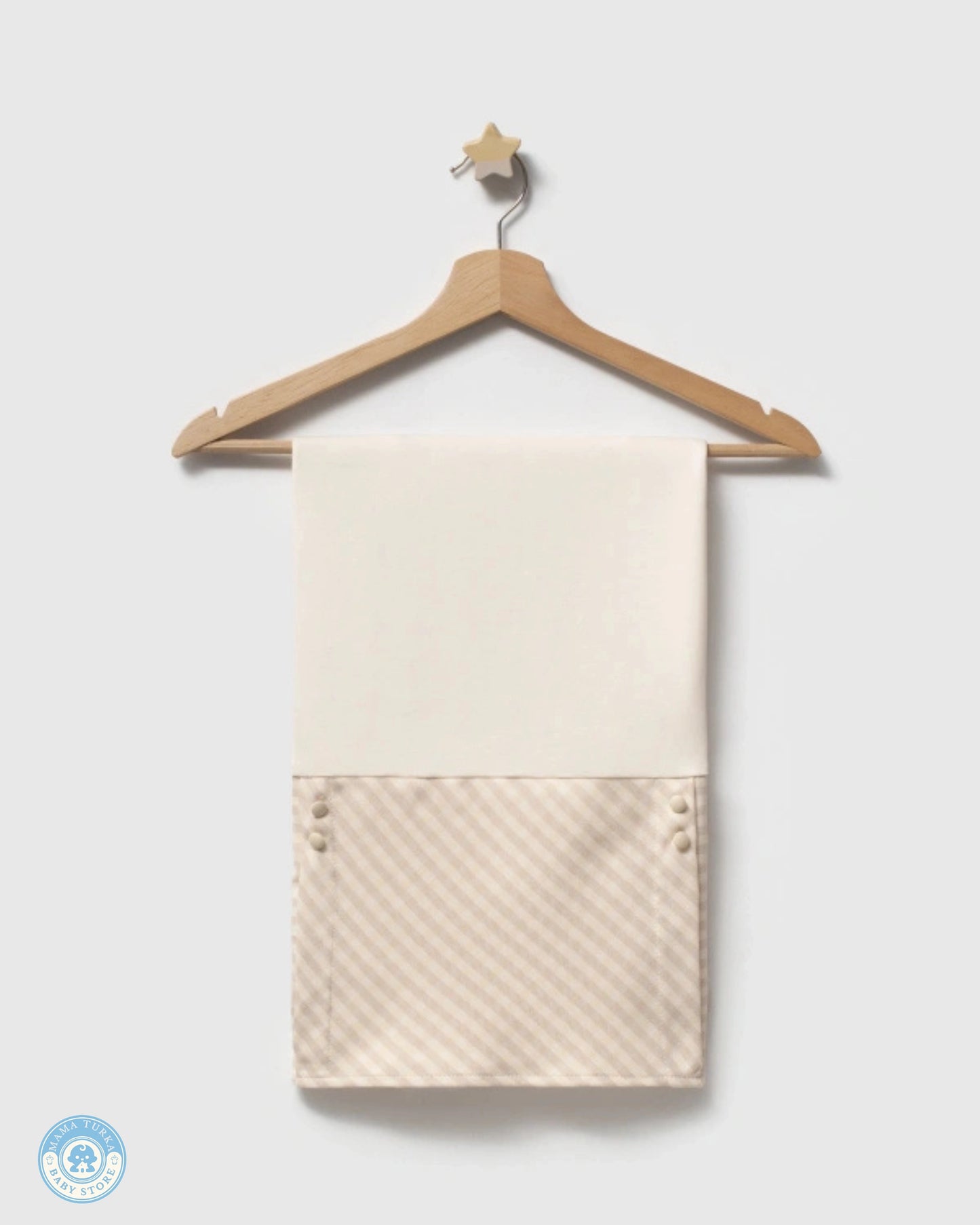 Beige accent newborn cotton blanket with quilted detail