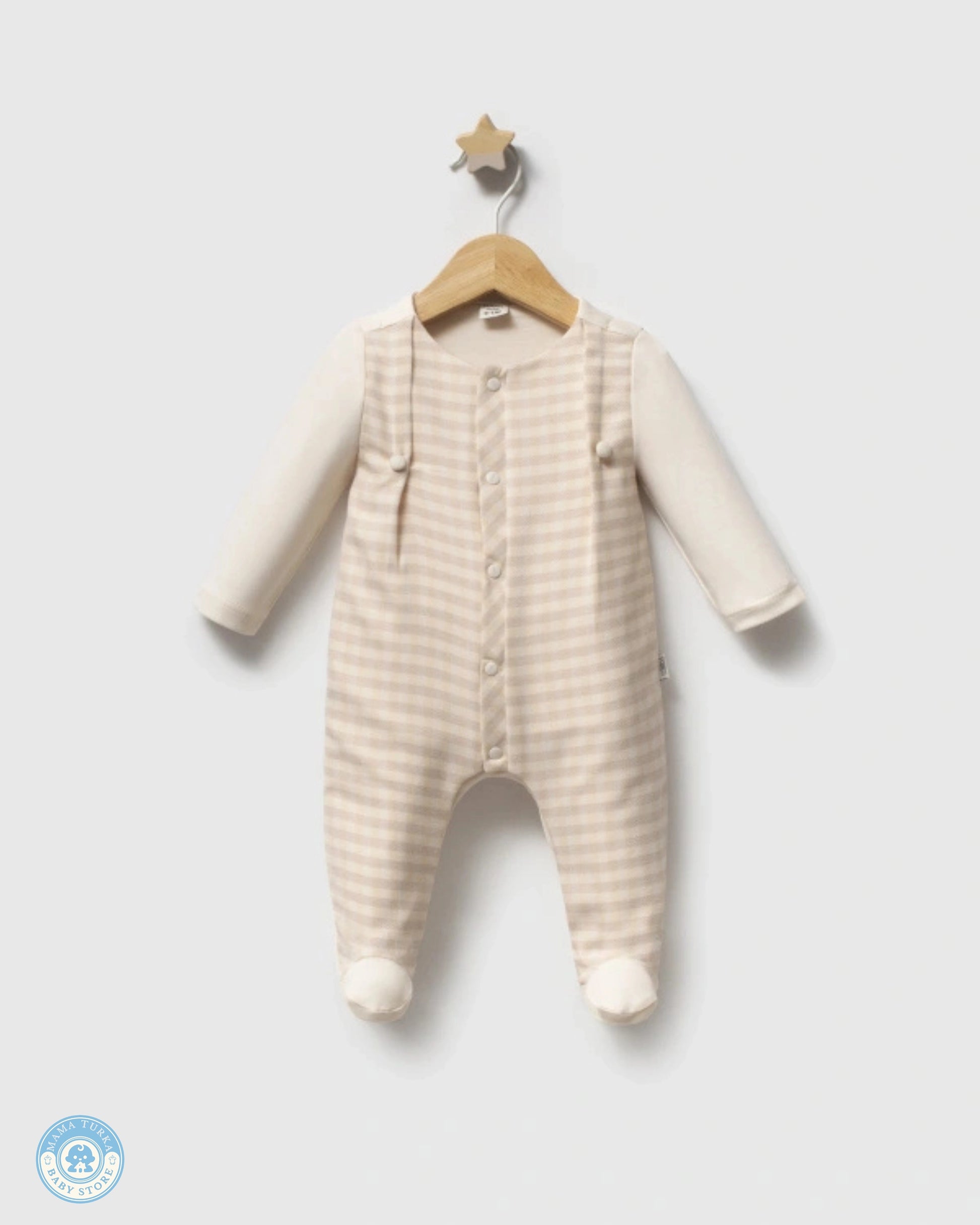 Beige accent newborn romper from 10-piece cotton set