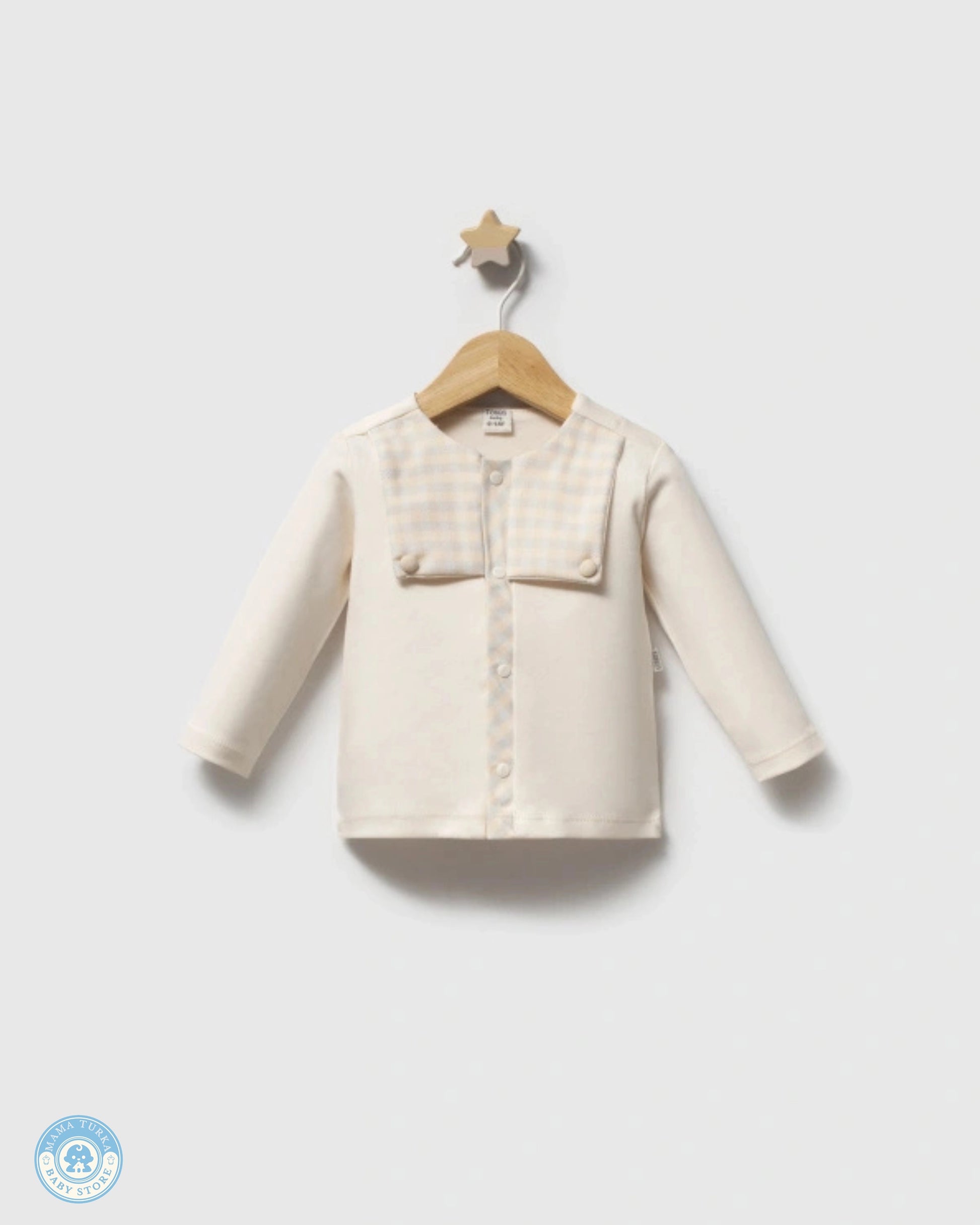 Blue accent newborn cotton shirt with button details