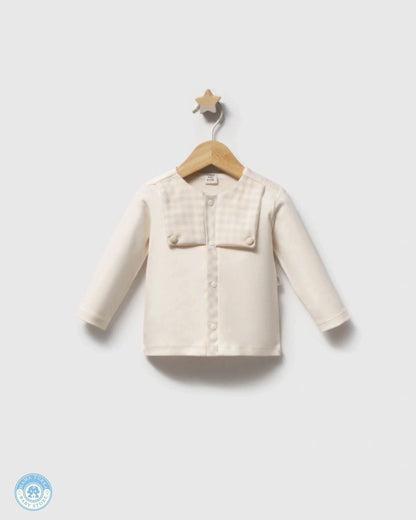 Blue accent newborn cotton shirt with button details