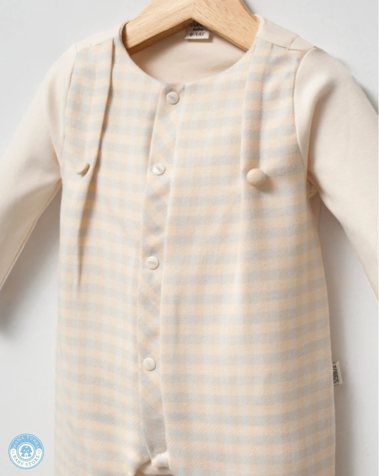 Blue accent newborn romper from 10-piece cotton set