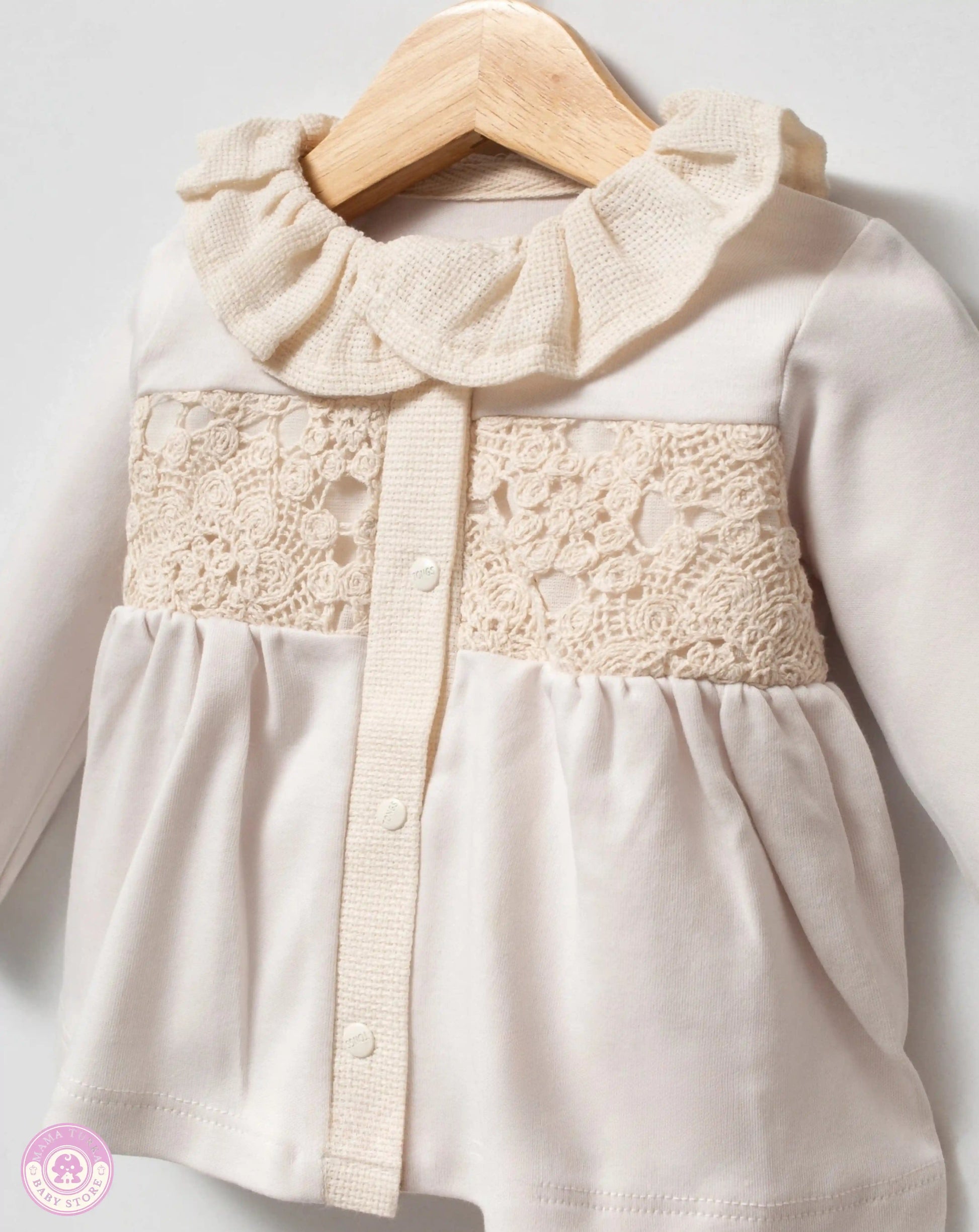 Elegant newborn baby blouse with lace collar detail